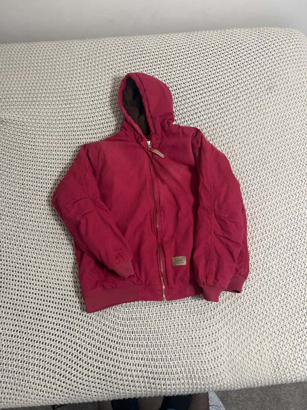 C.E. Schmidt Workwear Red Quilted Lined Canvas Hooded Active Jacket